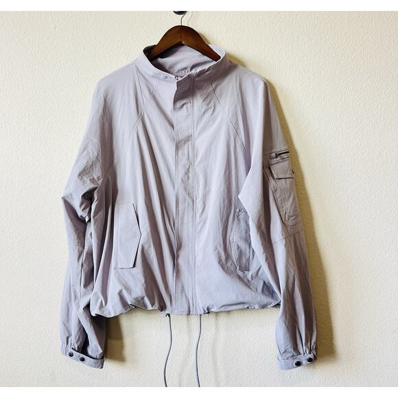 Free People Movement Lightweight Utility Jacket Women’s L Gray Lavender Zip Up - Picture 4 of 15